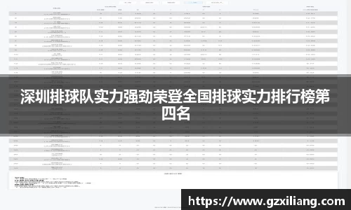 深圳排球队实力强劲荣登全国排球实力排行榜第四名